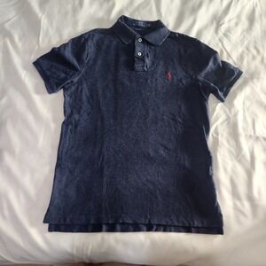 Polo Ralph Lauren Polo Shirt Blue Red Pony Classic Fit Mens S Cotton